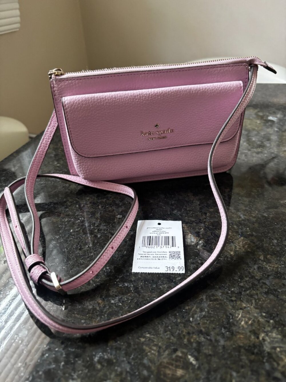 Kate Spade Leila pebbled leather small crossbody bag pink